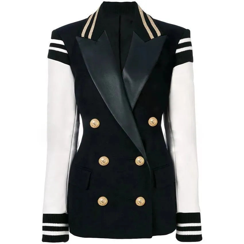 Drune | Chloe Patchwork Leder Varsity Blazer Damen - Freizeit - Patchwork