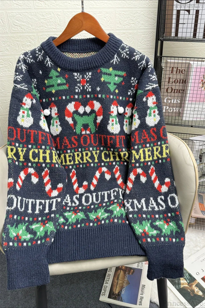 Drune | Weihnachtskontrast Rundhals Lockere Lange Ärmel Pullover