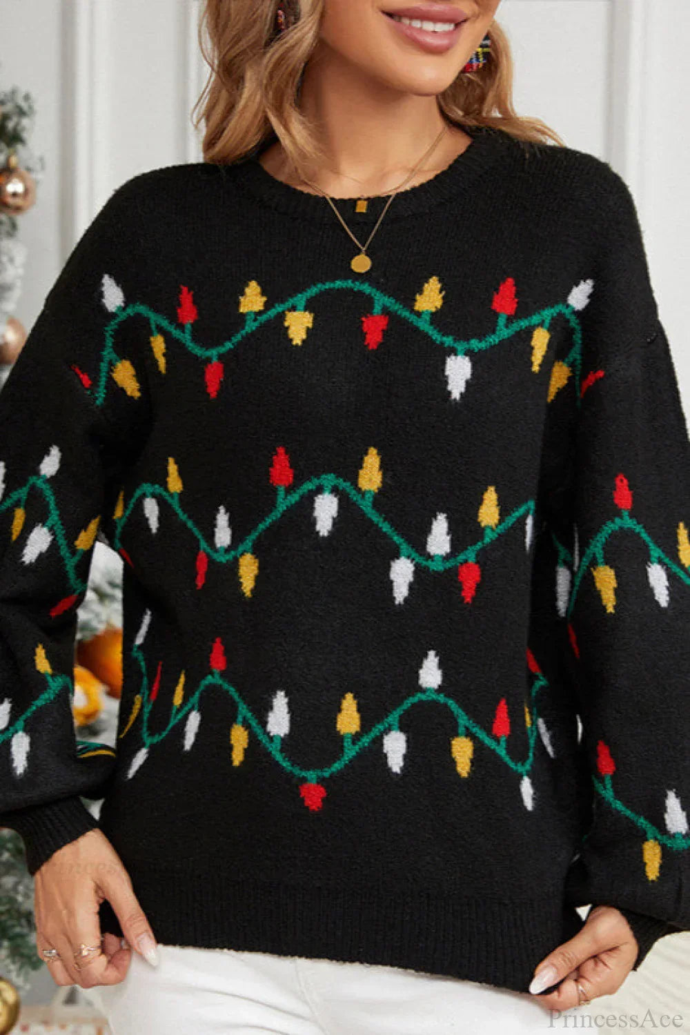 Drune | Weihnachtslicht Süßer lockerer Pullover Strickpullover