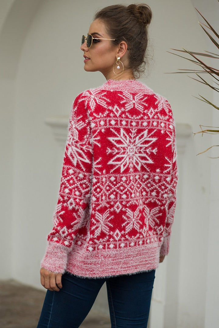 Drune Weihnachts-Schneeflocken-Plüsch-Pullover