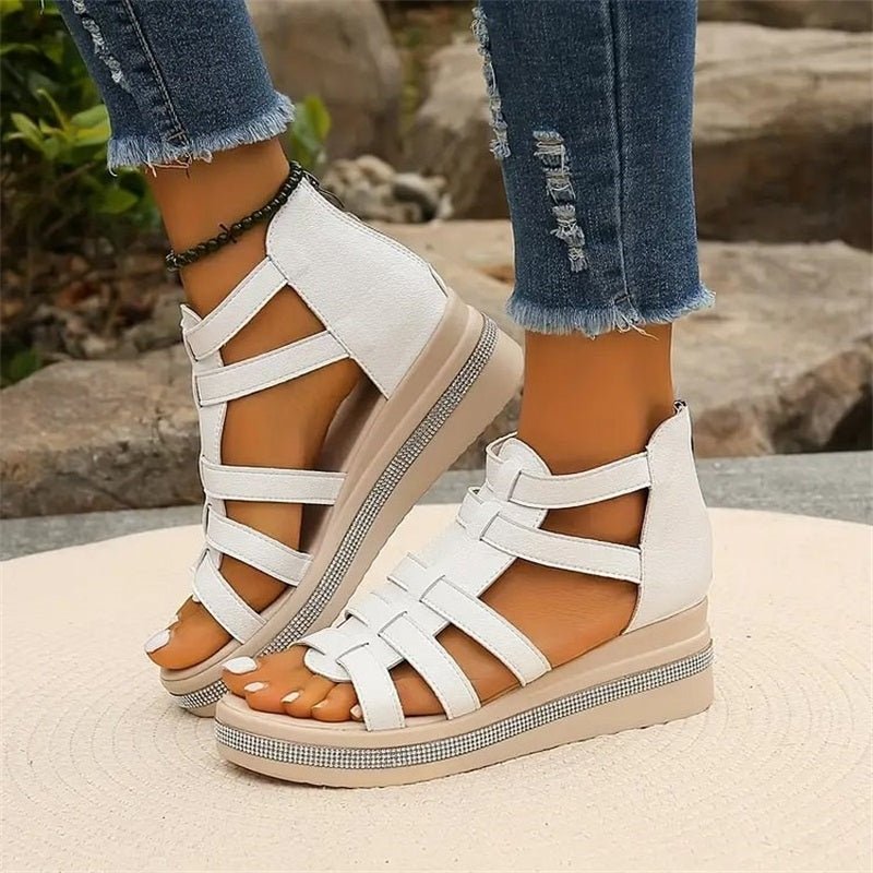 Drune | Elegante Strasssandalen mit Keilabsatz