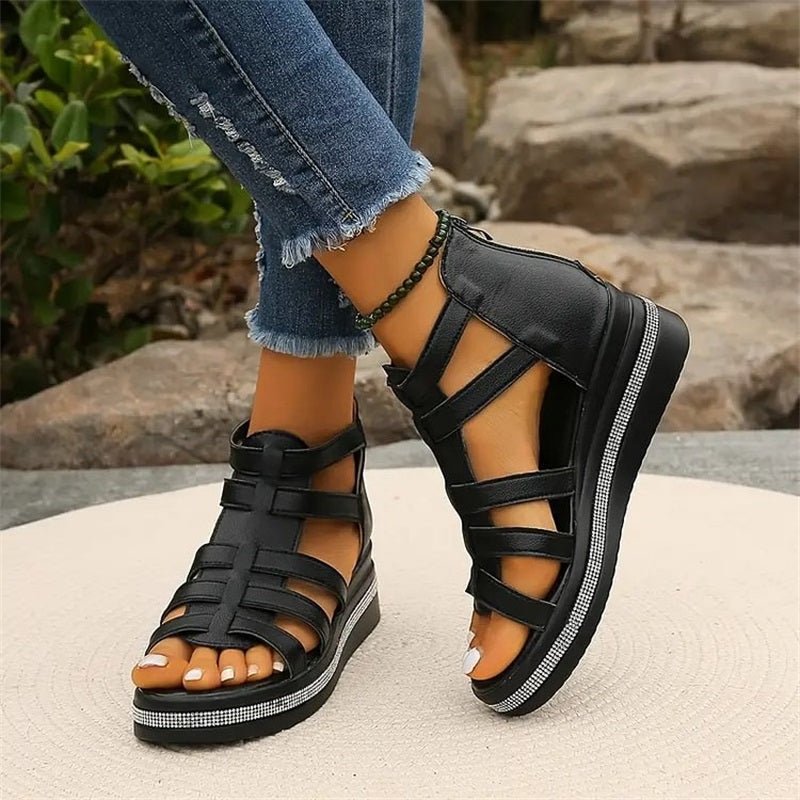 Drune | Elegante Strasssandalen mit Keilabsatz