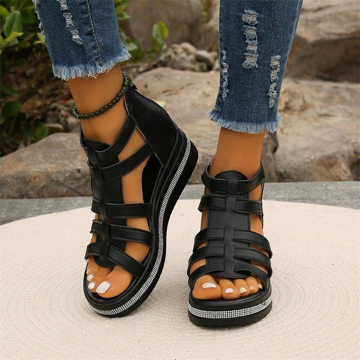 Drune | Elegante Strasssandalen mit Keilabsatz