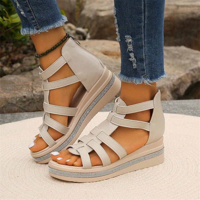 Drune | Elegante Strasssandalen mit Keilabsatz