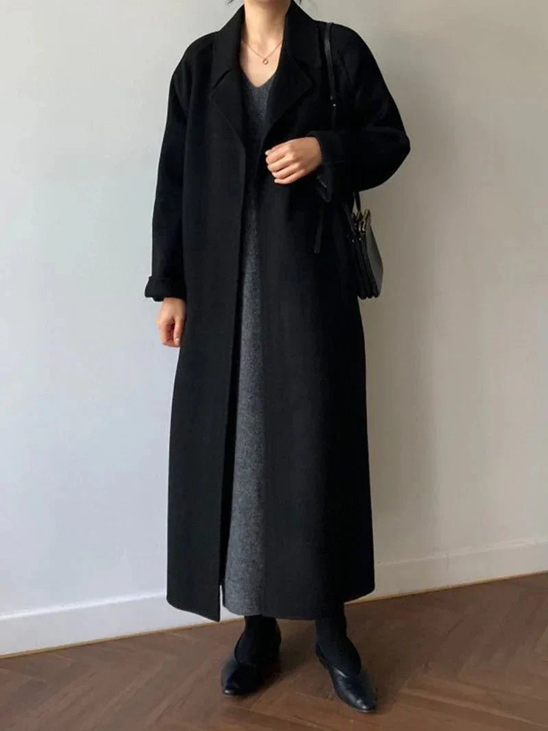 Drune | Langzeitwollmischmantel - Gürtelschluss Design - Minimalistische Oberbekleidung