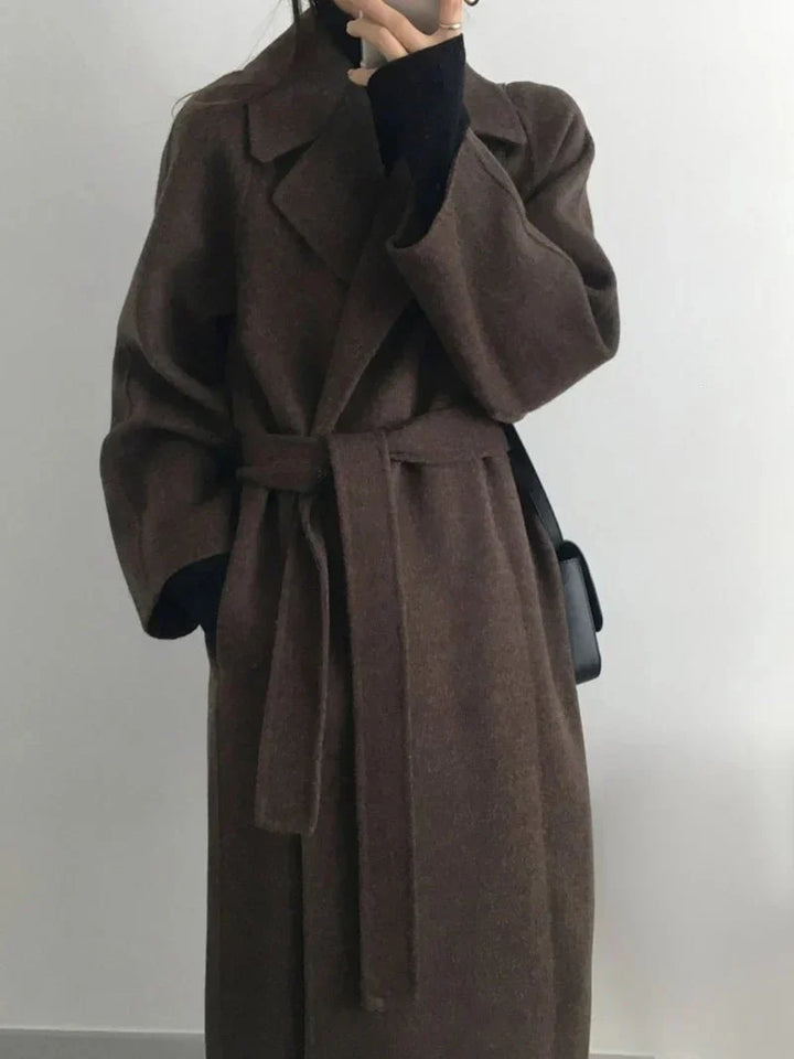 Drune | Langzeitwollmischmantel - Gürtelschluss Design - Minimalistische Oberbekleidung