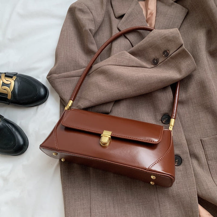 Drune - Klassische Baguette-Schultertasche im Vintage-Stil