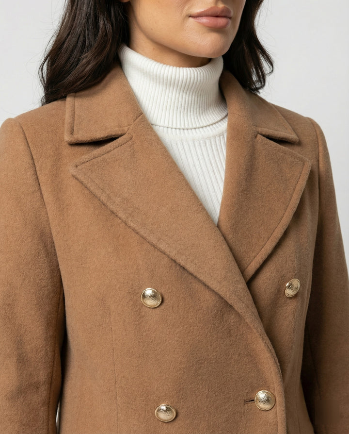 Drune - Eleganter Zweiteiliger Woll Trenchcoat Doppelreihiges Design