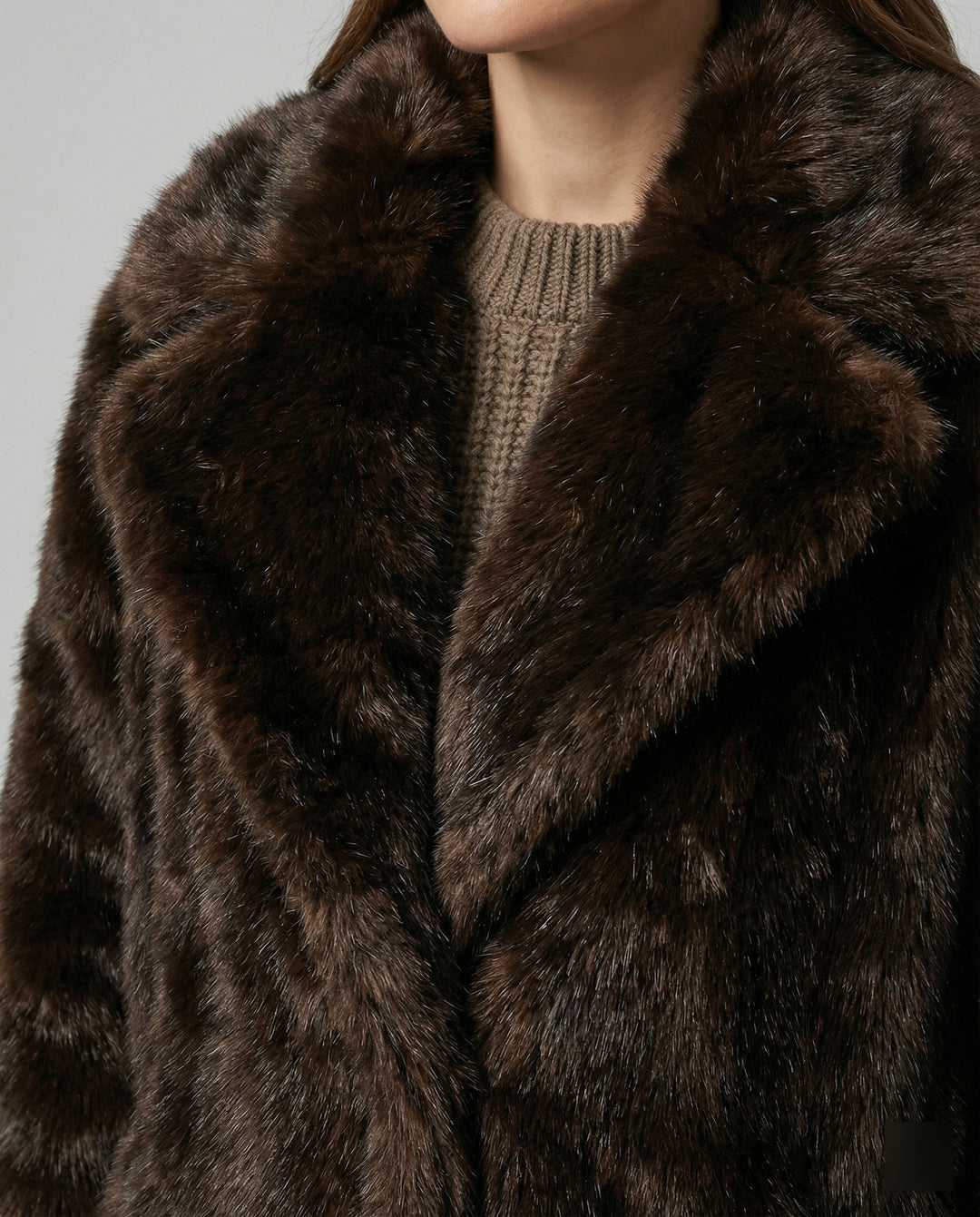 Drune - Damen Luxuriöser Kunstpelzmantel, Weich & Warm Gefüttert