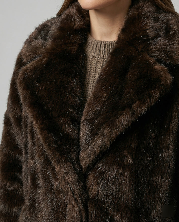 Drune - Damen Luxuriöser Kunstpelzmantel, Weich & Warm Gefüttert
