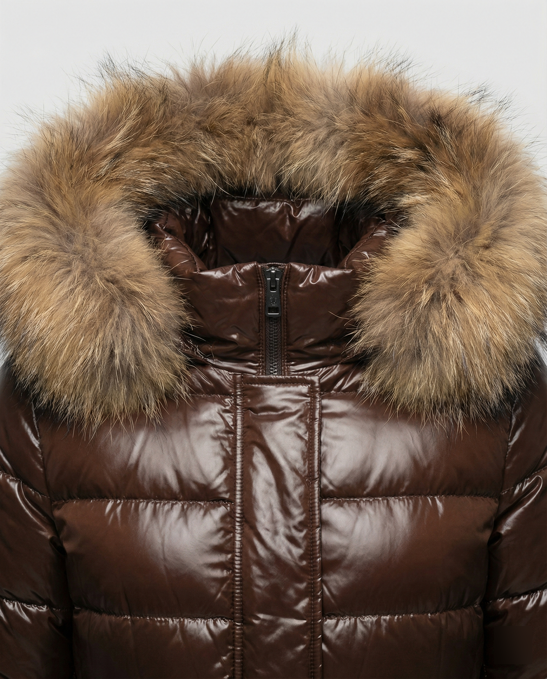Damen Winterdaunenjacke mit abnehmbarer Kapuze und luxuriösem Fellkragen Drune