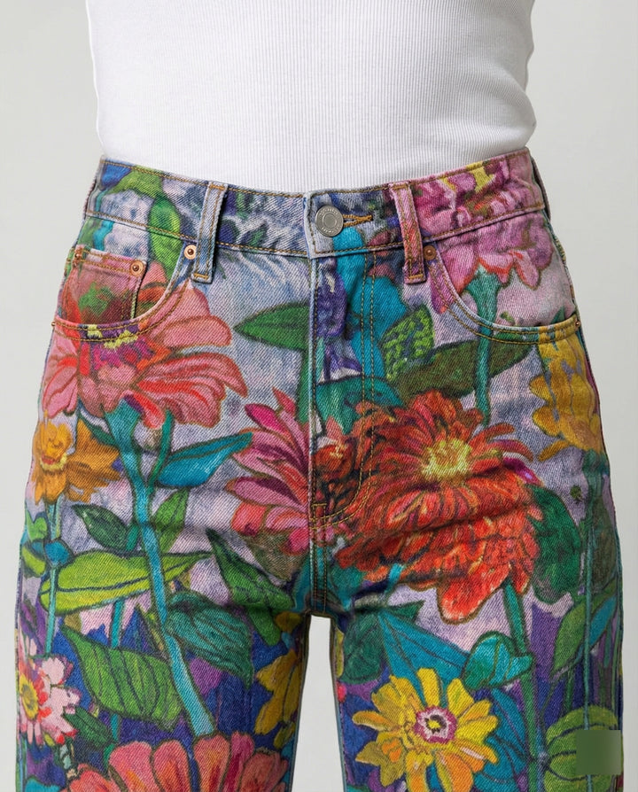 Drune - Modische Jeans, Mit Auffälligem Blumenprint