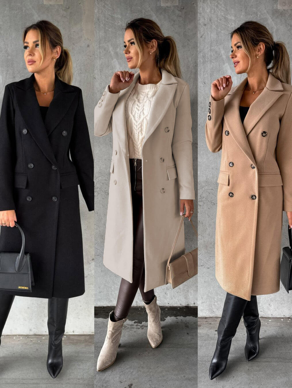 Drune | Damen Lange Jacke - Doppelt Knopf - Taillierte Passform - Mit Revers - Formelle Elegante Kleidung