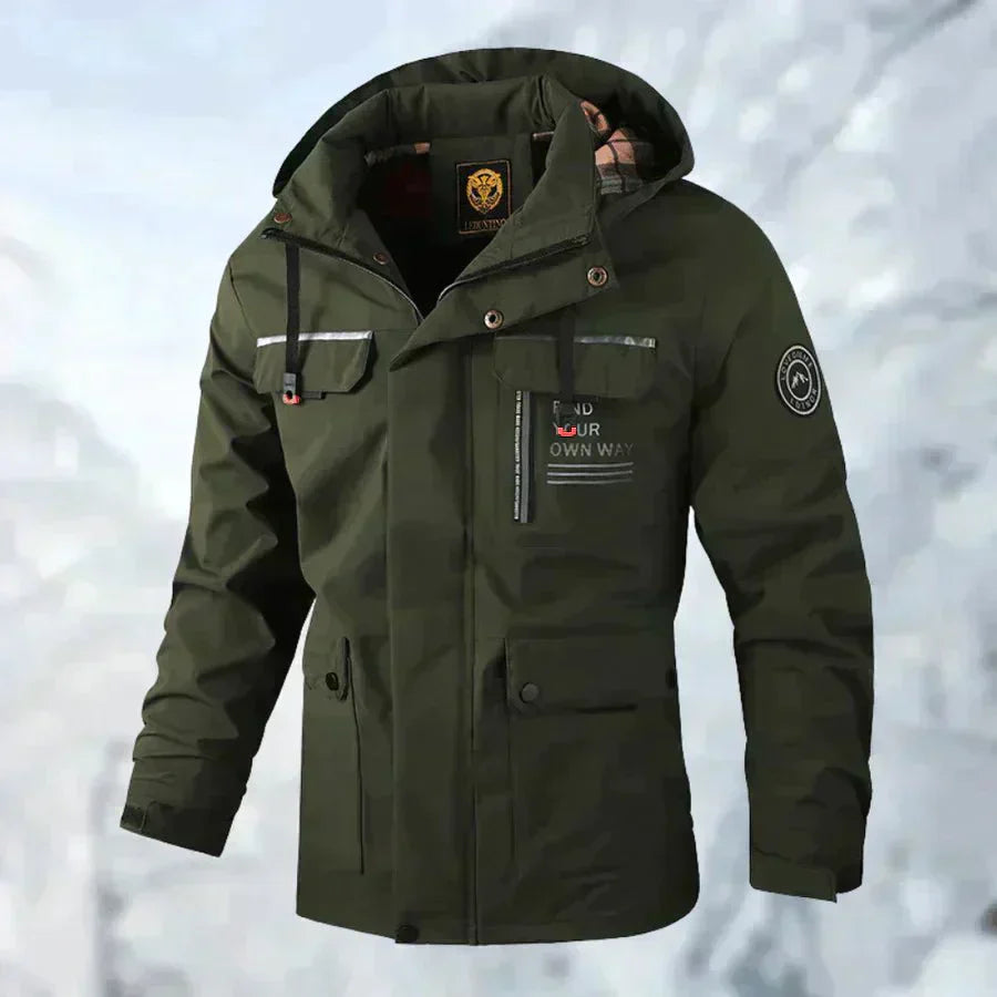 Drune | Wasser- und winddichte Jacke mit abnehmbarem Kapuzen für Herren
