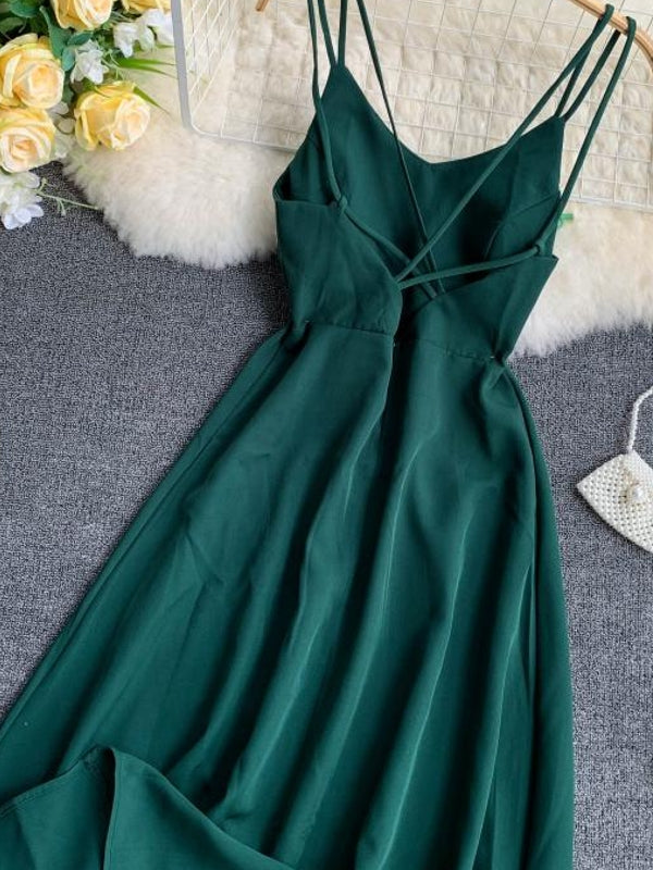 Drune | Smaragdgrünes Maxi Kleid Baumwollspitze Trägerlos Lang Frauen Sexy Kleid