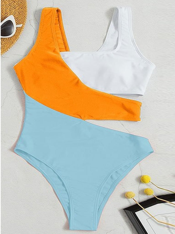 Drune | Damen Hohe Taille Ausschnitt Einteiler Badeanzug