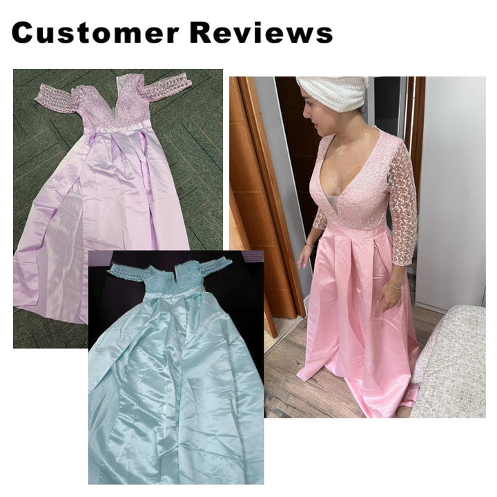 Drune | Juhla Tisch Sexy Langarm Abendkleid Frauen V-Ausschnitt