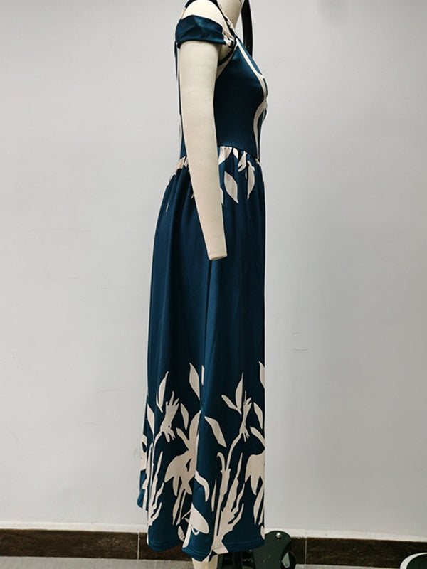 Drune | Elegantes Off-Shoulder Büro Damen Langes Kleid
