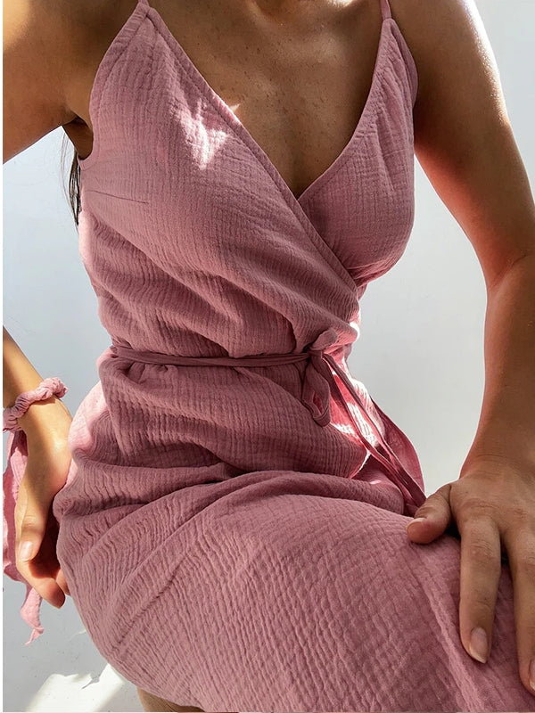 Drune | Stylisches V-Ausschnitt ärmelloses Kleid für Frauen