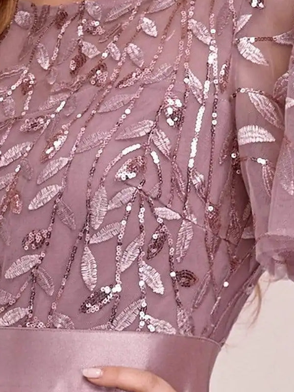 Drune | Glänzendes Netz Blütenblattkleid Glänzendes Abendkleid