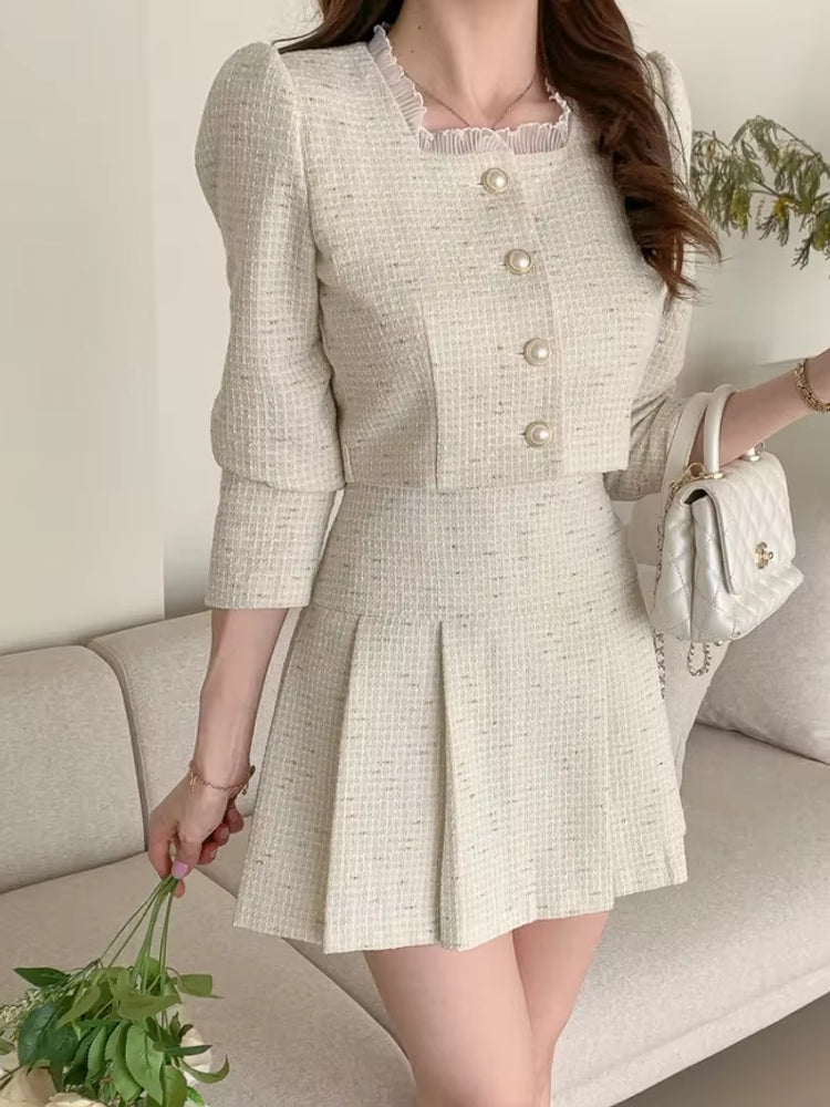 Drune | Slim Frauen Hohe Taille Mini Röcke Sets