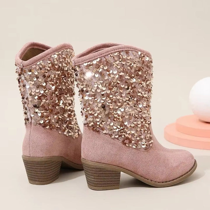 Drune | Mode Kinder Mädchen Chelsea Schuhe Glitzer Dicke Absätze