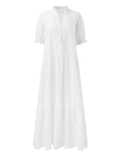 Drune | Weiß Plus-Size Rüschenkleid