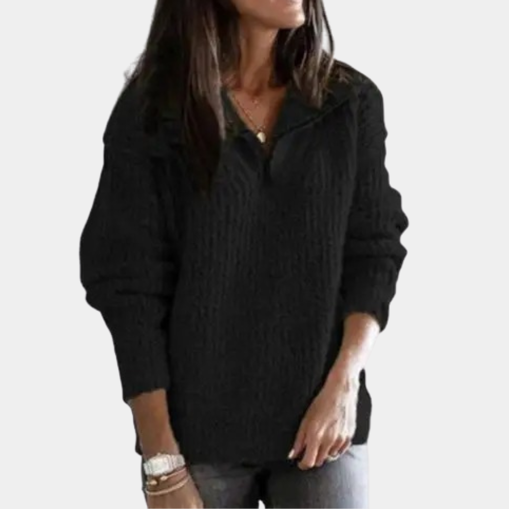 Drune | Bequemer Damen-Pullover mit Halbreißverschluss