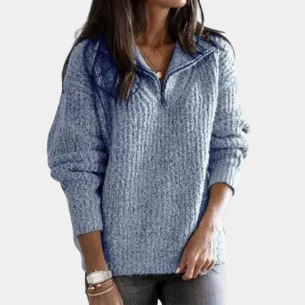 Drune | Bequemer Damen-Pullover mit Halbreißverschluss