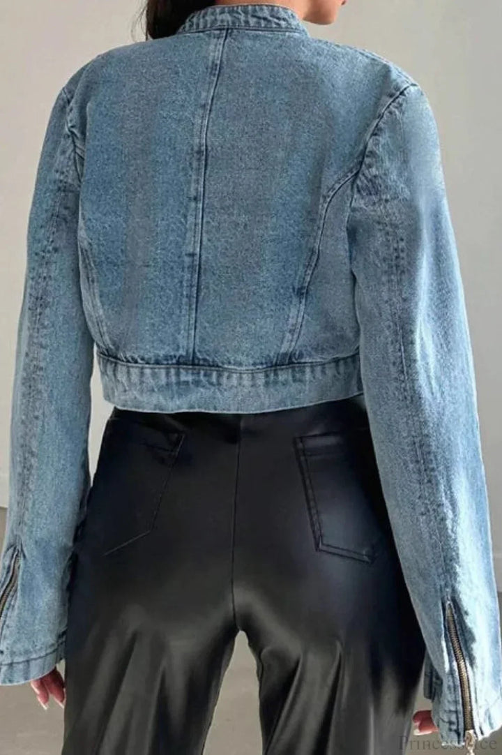Drune | Denim Zip Crop-Jacke