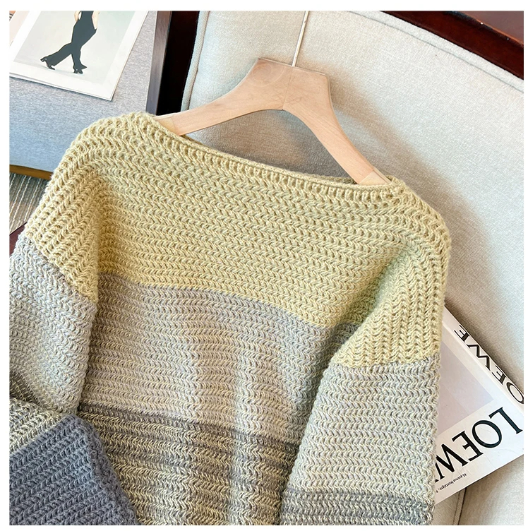 Drune | Gemütlicher Plus Size Fauler Tag Patch Farb Sweater
