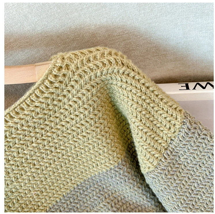 Drune | Gemütlicher Plus Size Fauler Tag Patch Farb Sweater