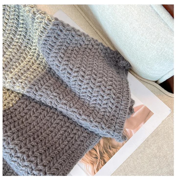 Drune | Gemütlicher Plus Size Fauler Tag Patch Farb Sweater