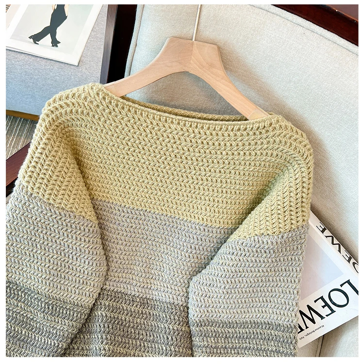 Drune | Gemütlicher Plus Size Fauler Tag Patch Farb Sweater