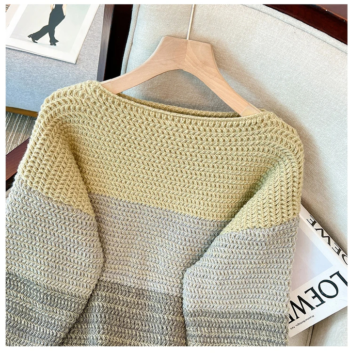 Drune | Gemütlicher Plus Size Fauler Tag Patch Farb Sweater