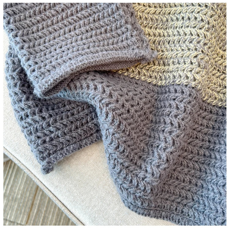 Drune | Gemütlicher Plus Size Fauler Tag Patch Farb Sweater