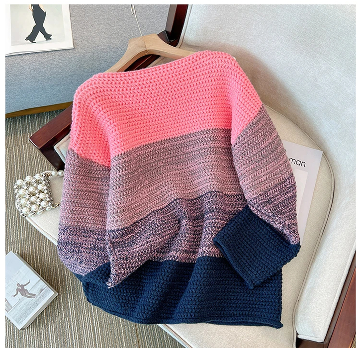Drune | Gemütlicher Plus Size Fauler Tag Patch Farb Sweater