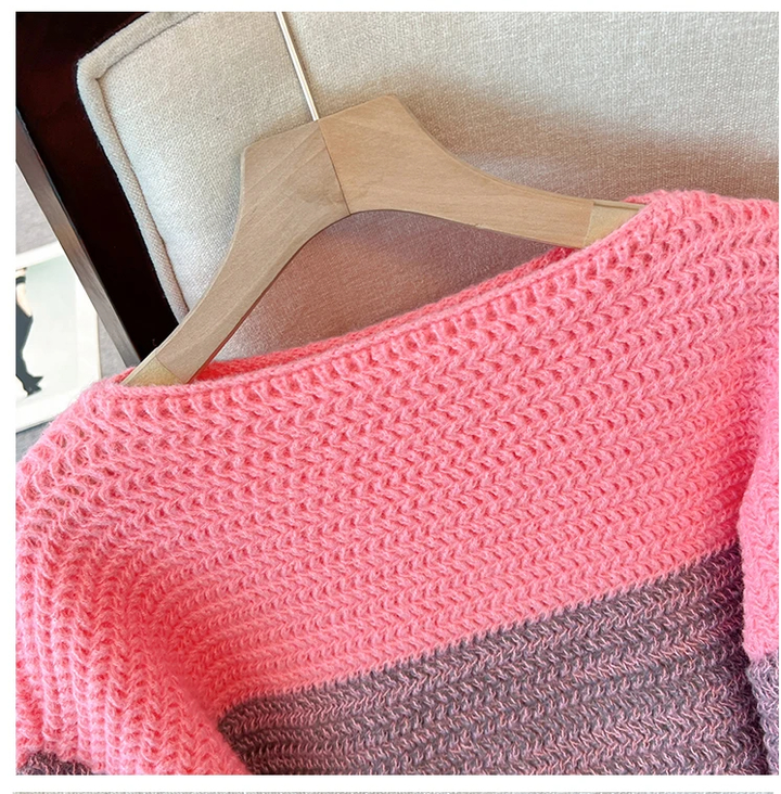 Drune | Gemütlicher Plus Size Fauler Tag Patch Farb Sweater