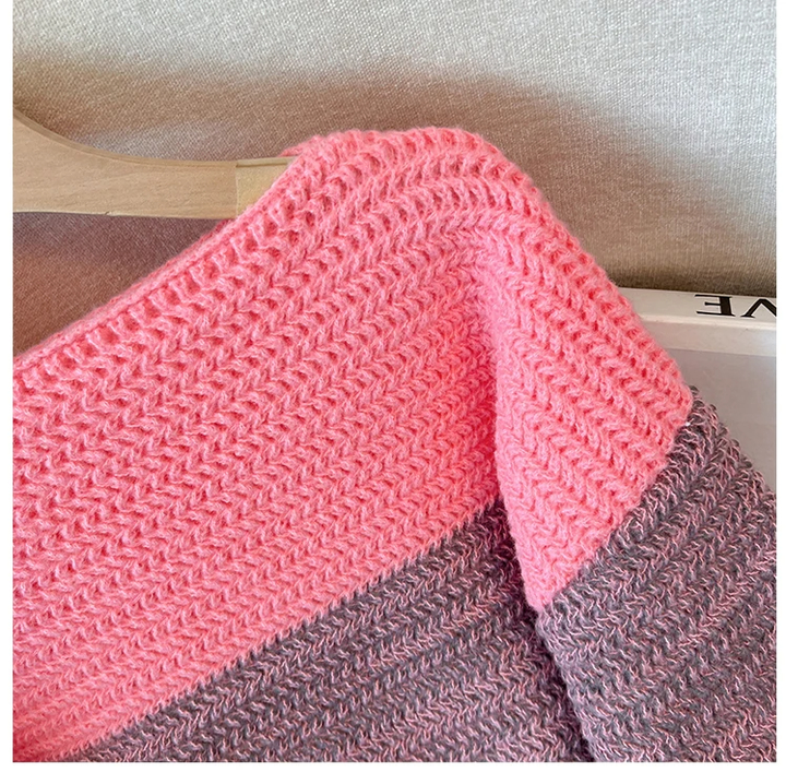 Drune | Gemütlicher Plus Size Fauler Tag Patch Farb Sweater