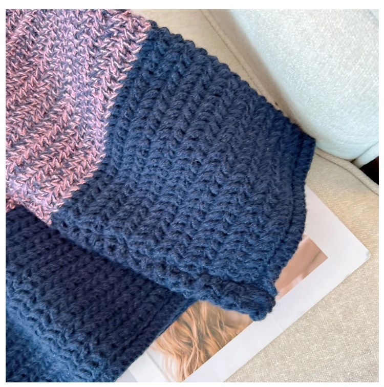 Drune | Gemütlicher Plus Size Fauler Tag Patch Farb Sweater