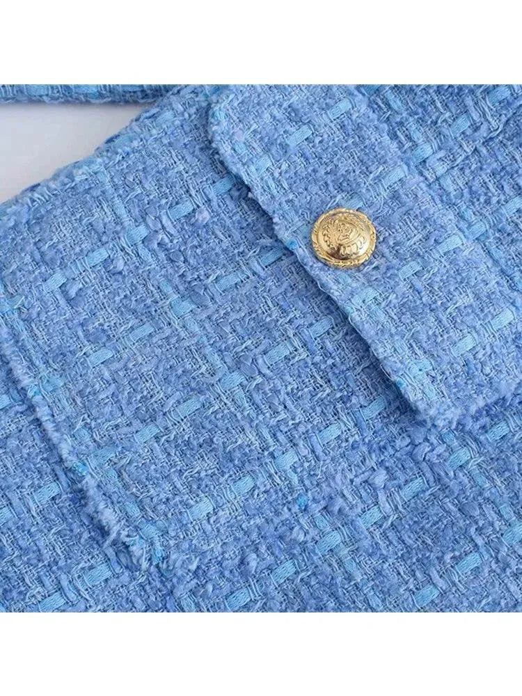 Drune | Kurz Tweed Jackenblazer für Frauen
