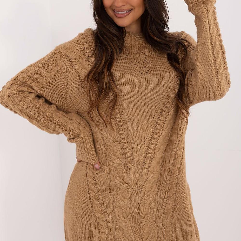 Drune | Strickkleid mit Kabelmuster Warm und Komfortabel Eleganter Stil