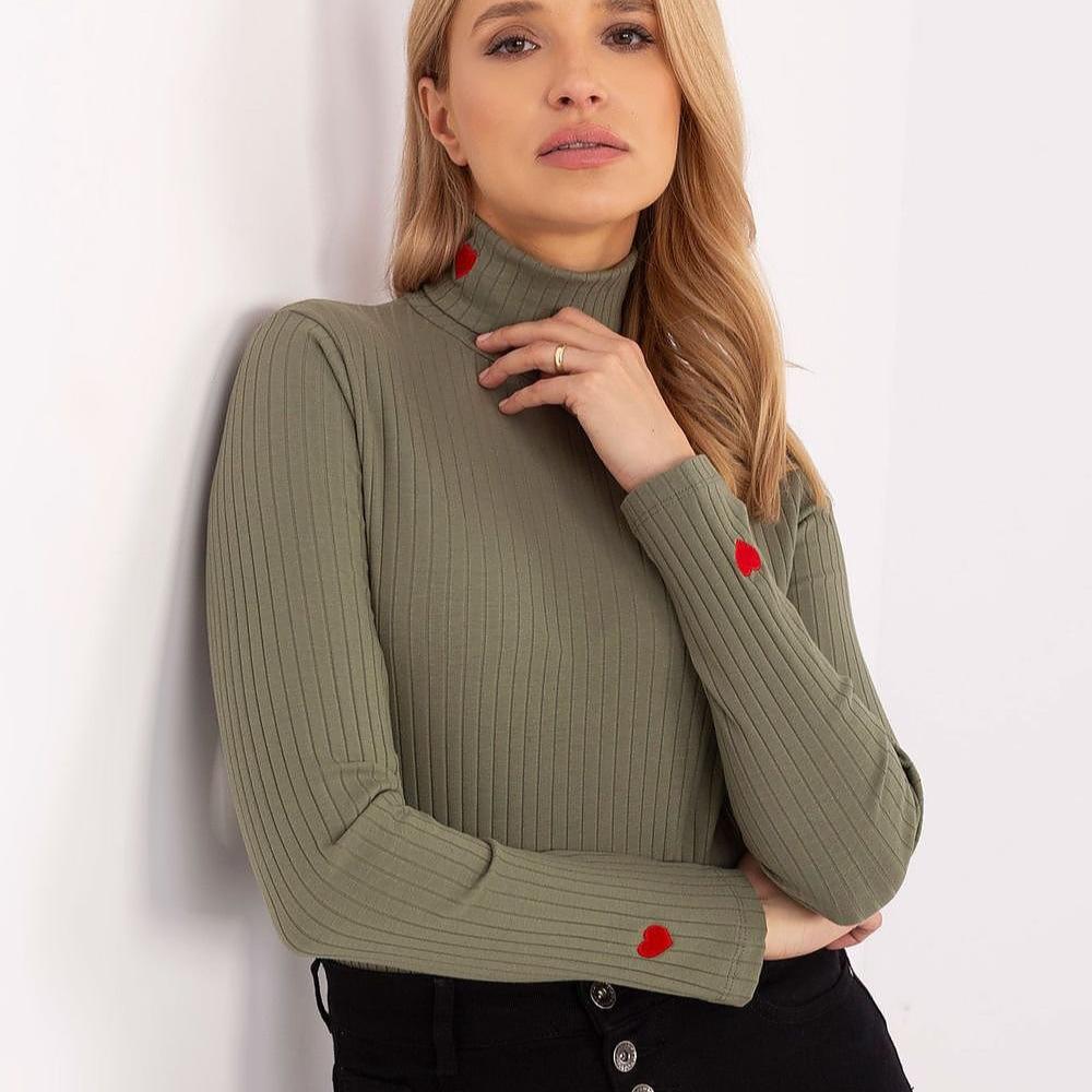 Drune | Gerippte Bluse Hoher Kragen Dekorative Details