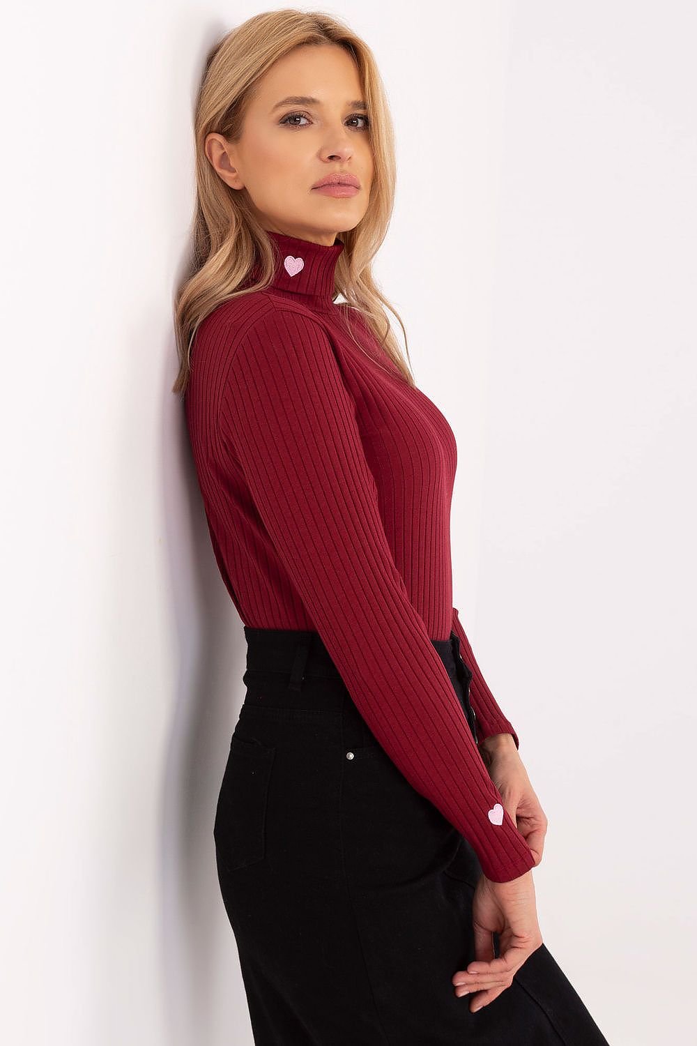 Drune | Gerippte Bluse Hoher Kragen Dekorative Details