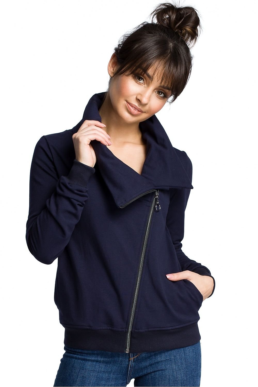 Drune | Asymmetrisches Sweatshirt mit Hohem Kragen Weich und Trendy Moderner Look