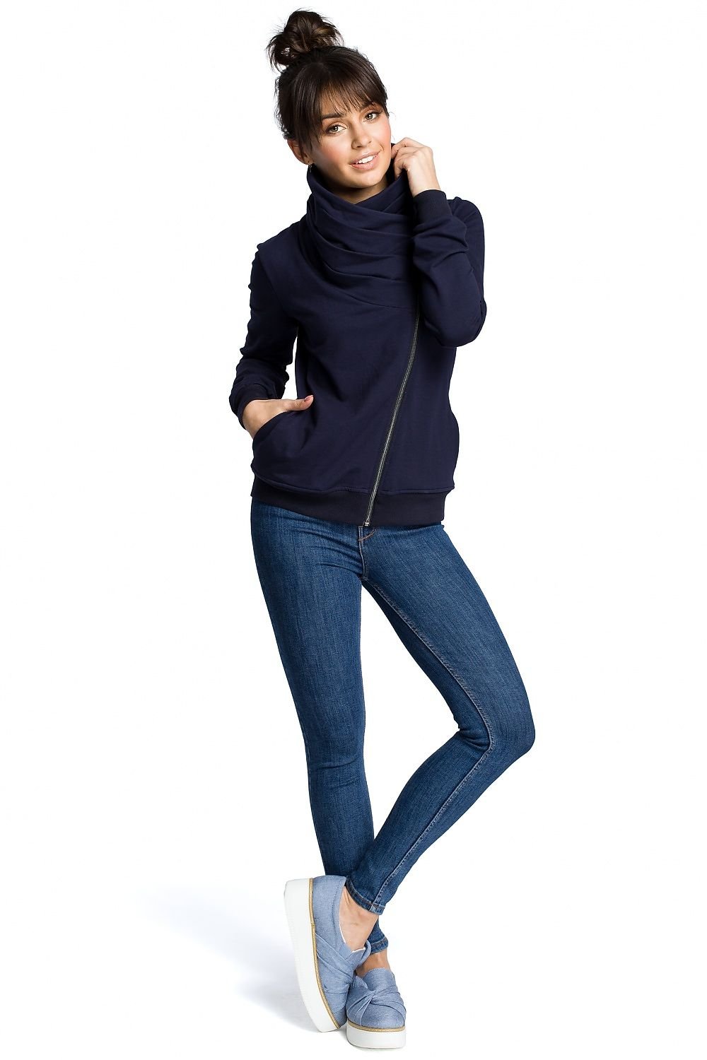 Drune | Asymmetrisches Sweatshirt mit Hohem Kragen Weich und Trendy Moderner Look