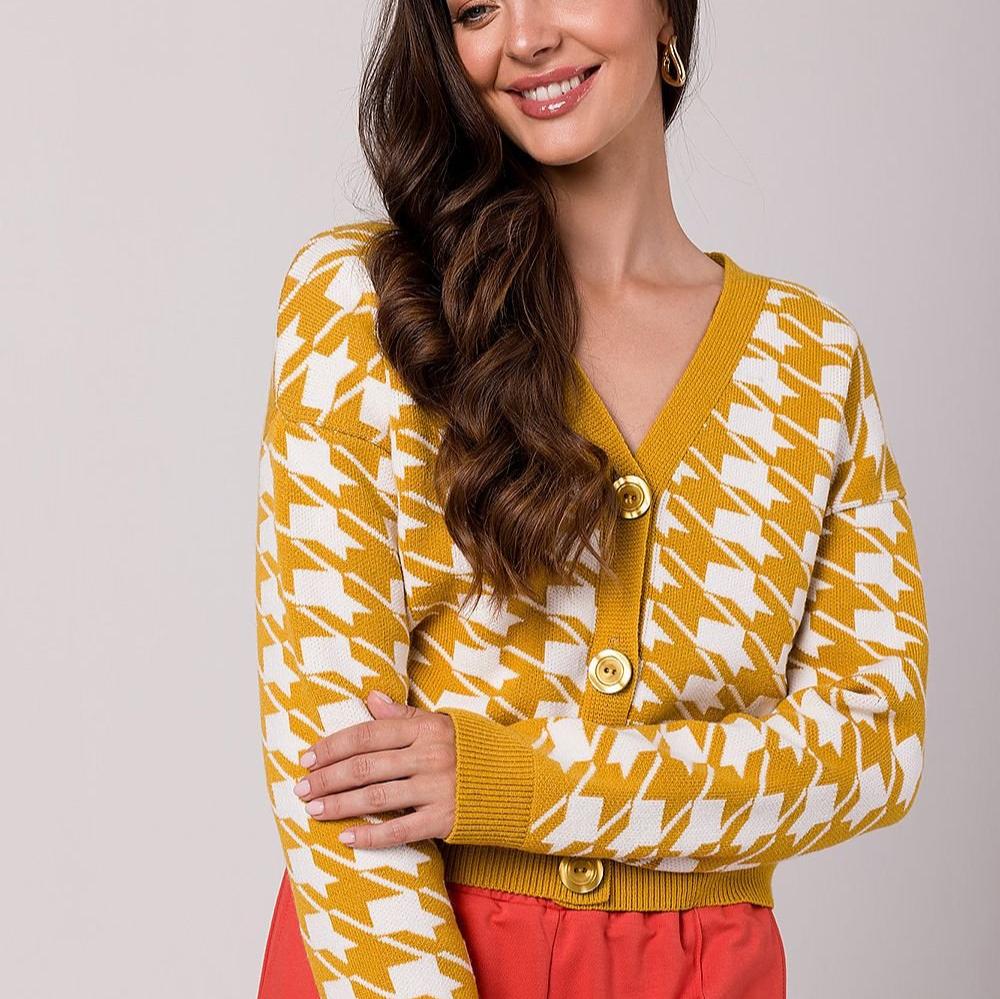 Drune | Hahnentritt Cardigan Weiche Strickware Zeitloses Muster