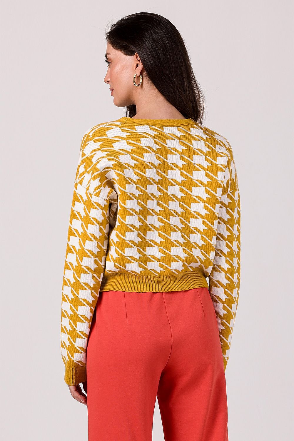 Drune | Hahnentritt Cardigan Weiche Strickware Zeitloses Muster