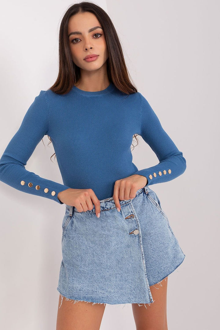 Drune | Rippstrick Bluse mit Knöpfen Weich und Elegant Zeitloses Aussehen
