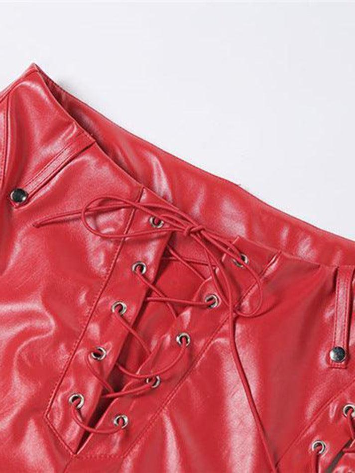 Drune | Cutout Schnürung PU-Hose